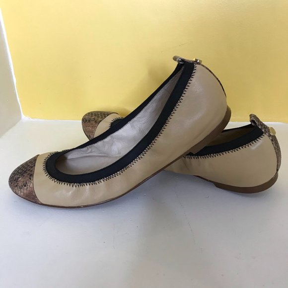 LOUISE et CIE Leather Flats with Snakeskin Accents - Picture 1 of 5